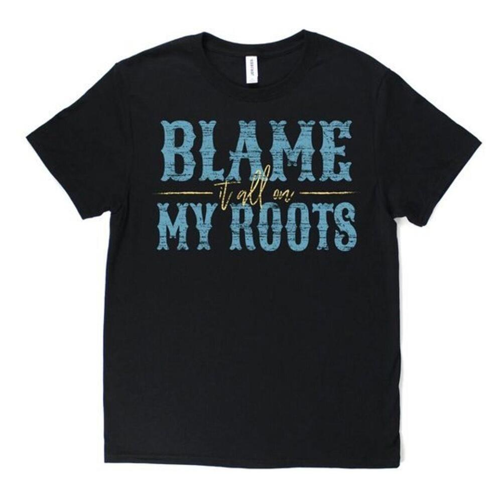 Jerzees Blame It All On My Roots Graphic T-Shirt Mens Black Short Sleeve XXL New